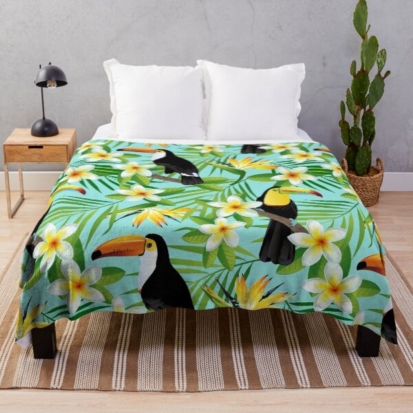 Item preview, Tropical birds and palm leaves seamless designed and sold by MobertsonArt.