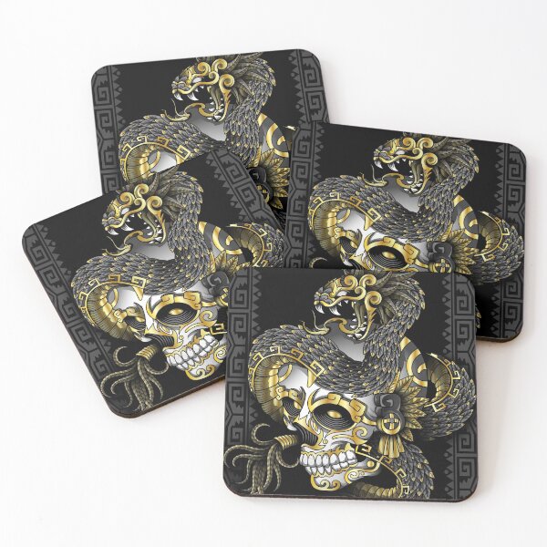 Item preview, quetzalcoatl skull gold designed and sold by cat poe.