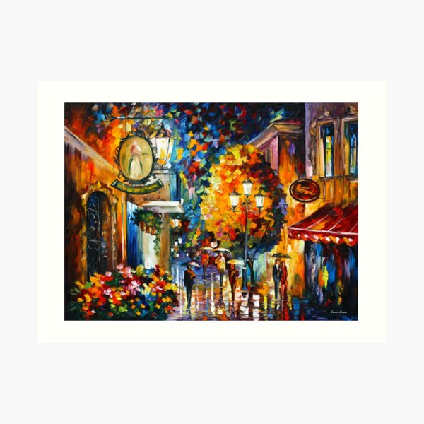CAFE IN THE OLD CITY - Leonid Afremov Art Print