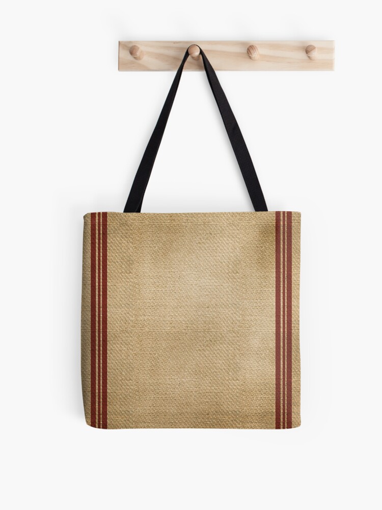Burlap Linen Laudry Bag Beige Striped Grain Sack Bag 