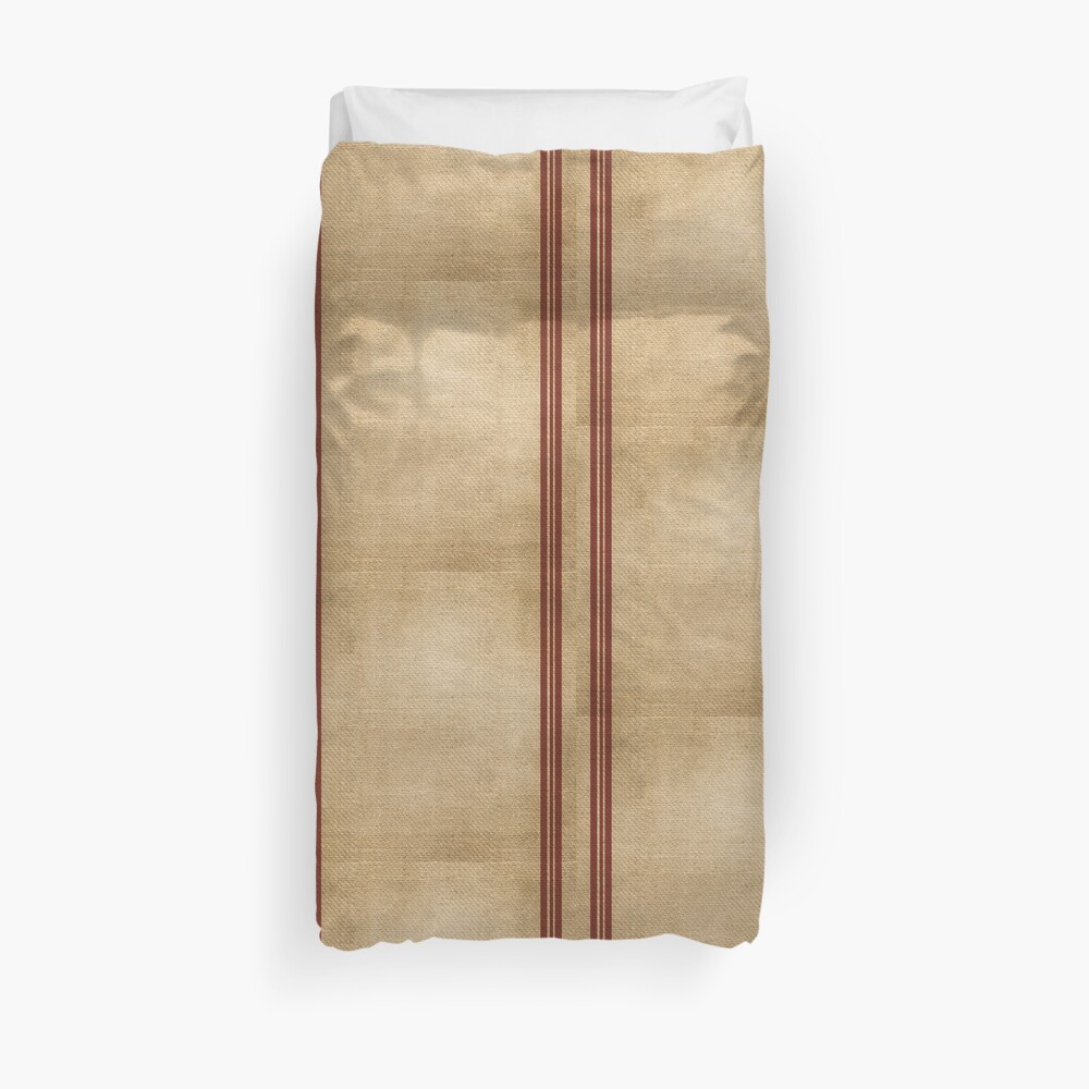 Burlap Feed Sack Red Stripes Duvet Cover By Marceejean Redbubble