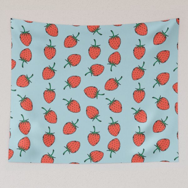 Item preview, Drawing of strawberry on blue designed and sold by VickyCloset.