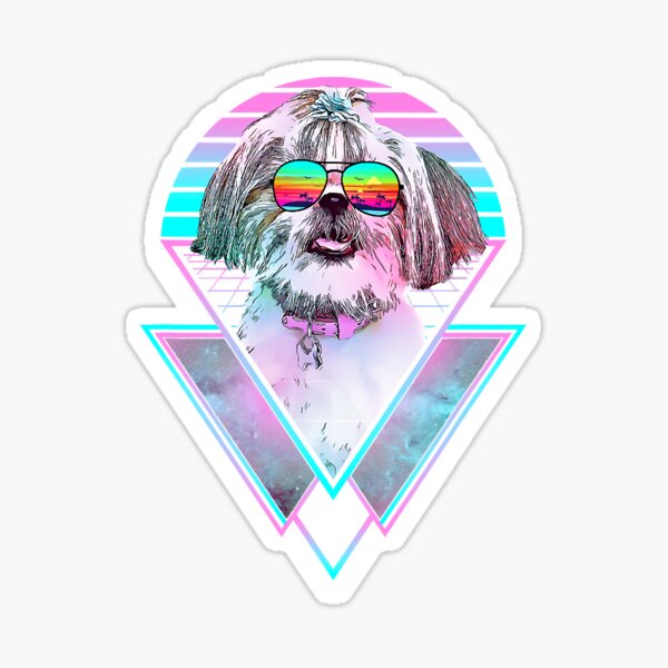 Shih Tzu Dog Vintage Retro Vaporwave Sticker