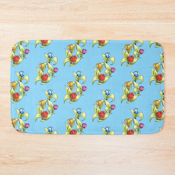 Item preview, bright tulips with light blue background designed and sold by DingbatDesigns.