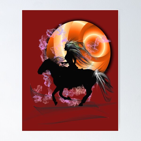 Item preview, cowgirl rider in sunset graphic art designed and sold by Stephani Analah.