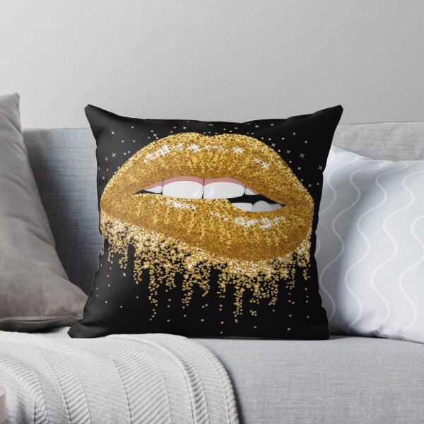 Gold 2025 lips pillow