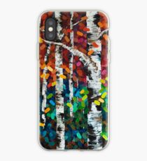 Colourful Autumn Fall Aspen Birch Tree Painting iPhone Case