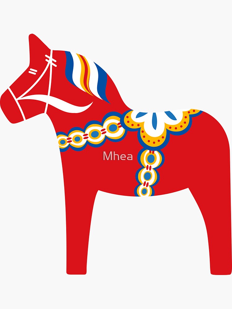 Thumbnail 3 of 3, Sticker, Scandinavian dala horse sticker designed and sold by Mhea.
