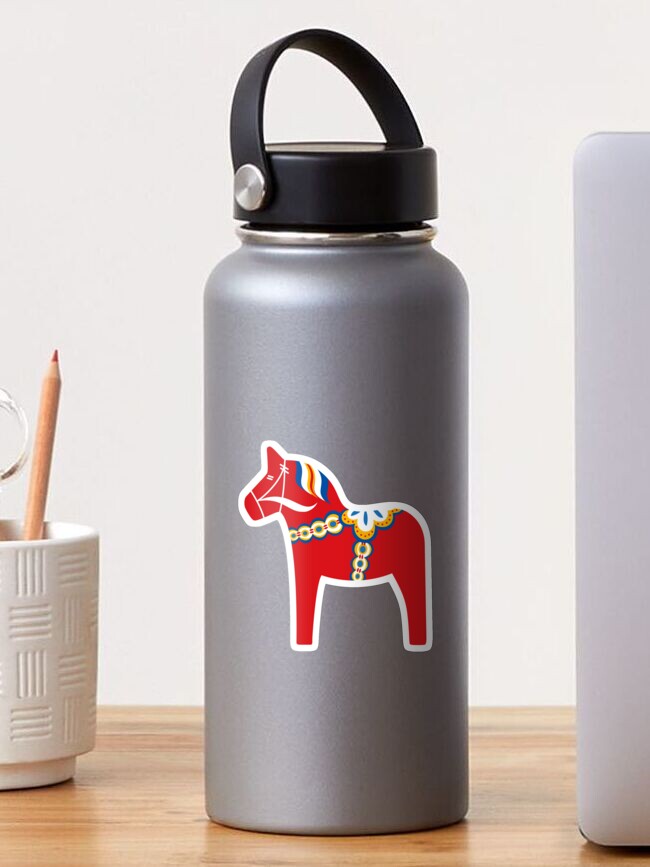 Thumbnail 1 of 3, Sticker, Scandinavian dala horse sticker designed and sold by Mhea.