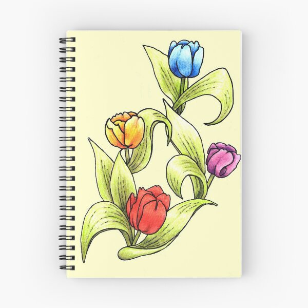 Item preview, tulipanes brillantes con fondo amarillo pálido designed and sold by DingbatDesigns.