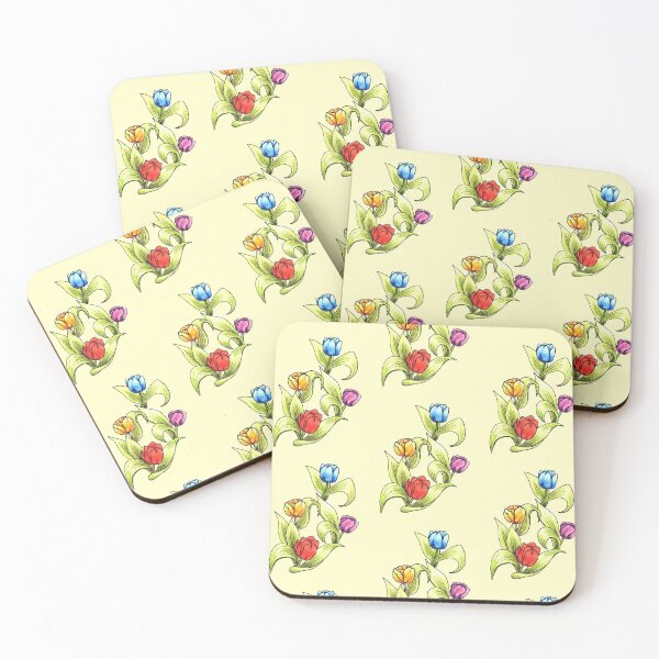 Item preview, bright tulips with pale yellow background designed and sold by DingbatDesigns.