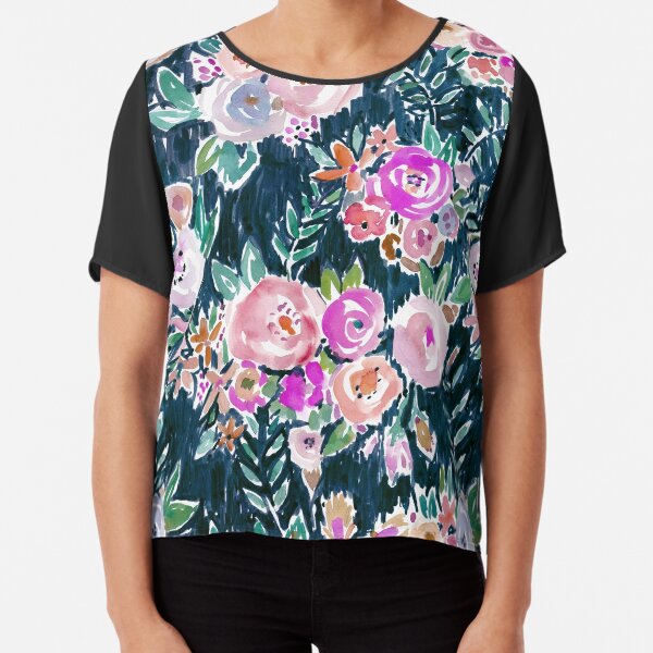 MIDNIGHT PROFUSION FLORAL Chiffon Top