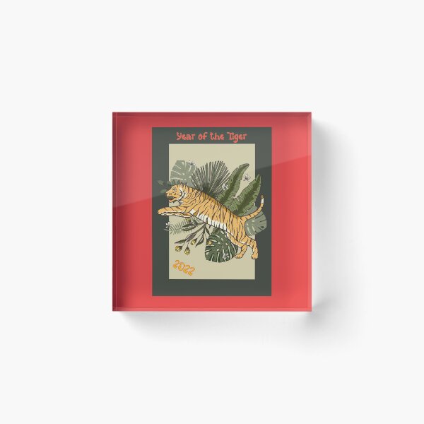 Item preview, Jungle Tiger Leaping - 2022 Year of the Tiger designed and sold by Trinket-Trickster.