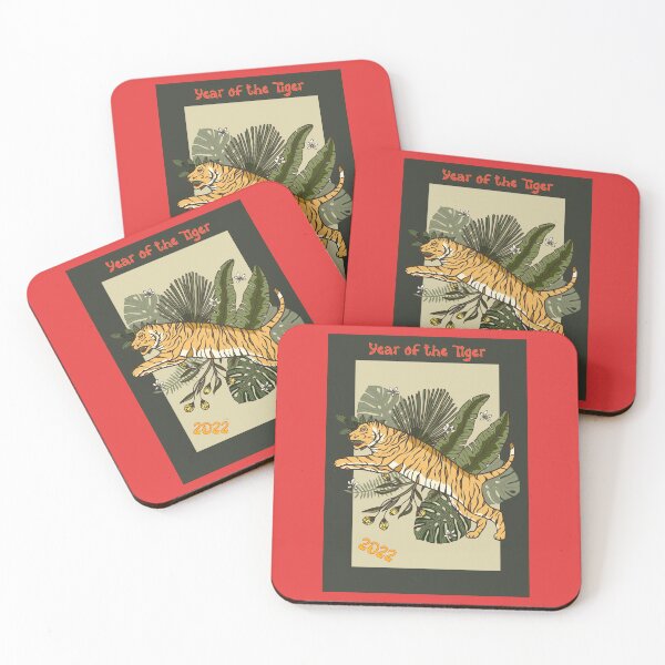 Item preview, Jungle Tiger Leaping - 2022 Year of the Tiger designed and sold by Trinket-Trickster.
