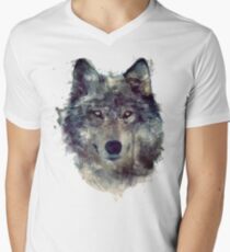 Wolf // Durchhalte dich T-Shirt mit V-Ausschnitt