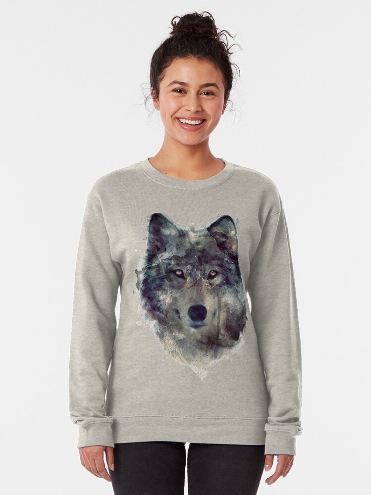 Thumbnail 2 of 5, Pullover Sweatshirt, Wolf // Persevere designed and sold by Amy Hamilton.