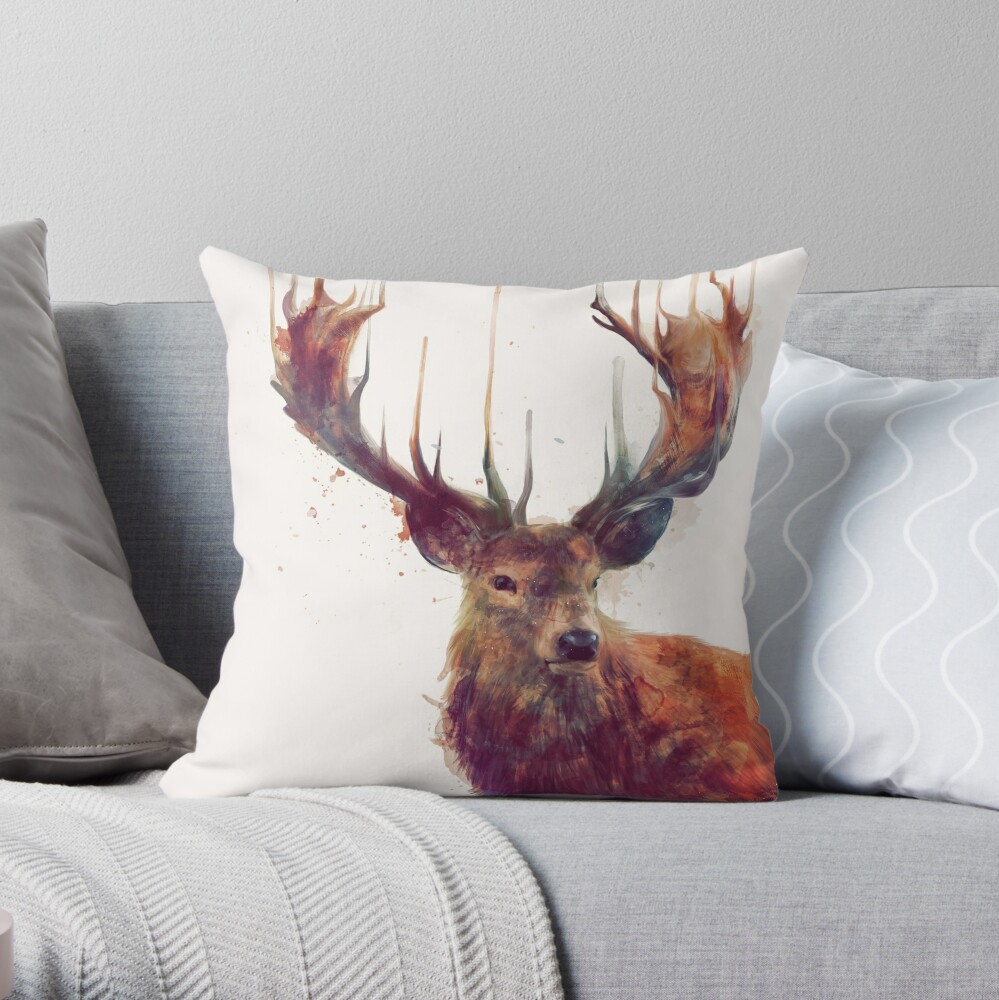 Red Deer Throw Pillow By AmyHamilton Redbubble   Throwpillow,small,1000x Bg,f8f8f8 C,0,200,1000,1000.u7 