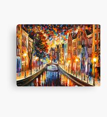 AMSTERDAM - NIGHT CANAL - Leonid Afremov Canvas Print