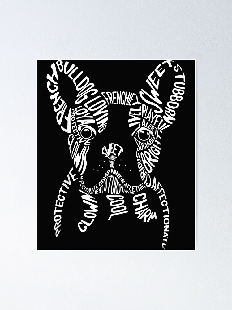 French Bulldog Typography T Shirt Word Art Frenchie Dog Gift