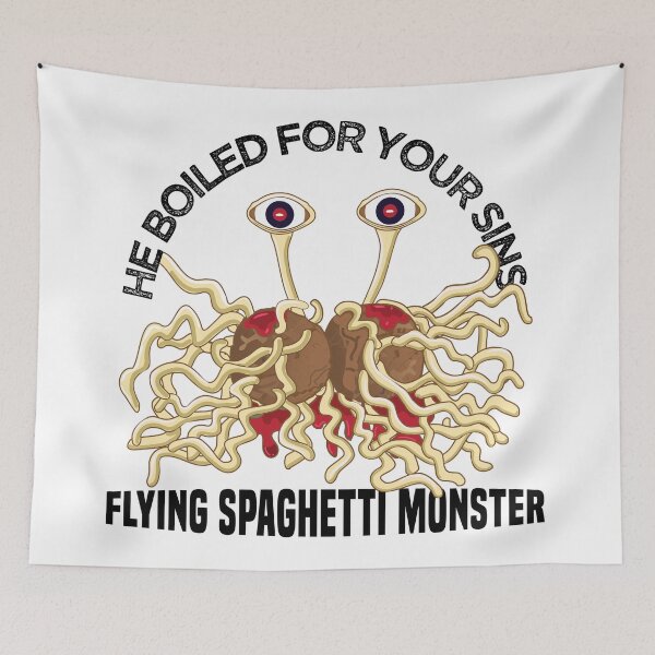 Item preview, He boiled for your sins Flying Spaghetti Monster Atheist designed and sold by alltheprints.
