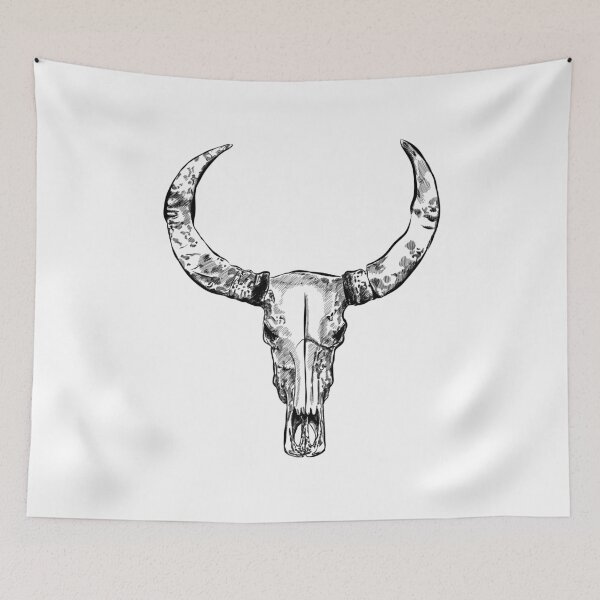 Item preview, Cow skull- hand drawn  illustration. designed and sold by AlisaRED.