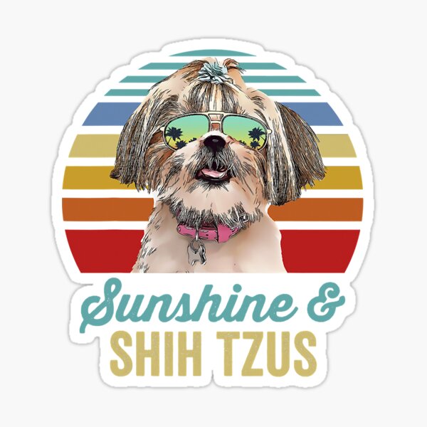 Sunshine Shih Tzus Dog Retro Sunset Sticker