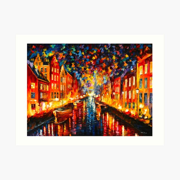 NIGHT COPENHAGEN - Leonid Afremov Art Print