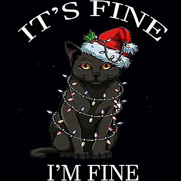 I'm Fine - Cat - Tangled in Christmas Lights - Pin, Magnet or