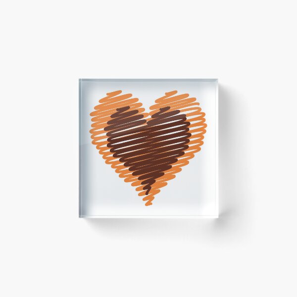 Item preview, Valentines Day Hand drawn Heart Brown Orange Color designed and sold by MisPuHoney.