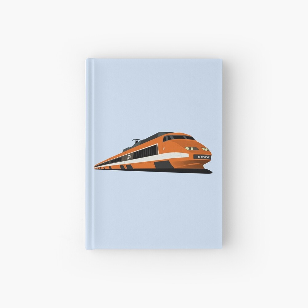 TGV Orange High-Speed Train, SNCF TGV Sud-Est  Hardcover Journal for Sale  by JonesyDave