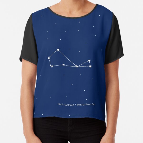 Piscis Austrinus Constellation on Navy Chiffon Top
