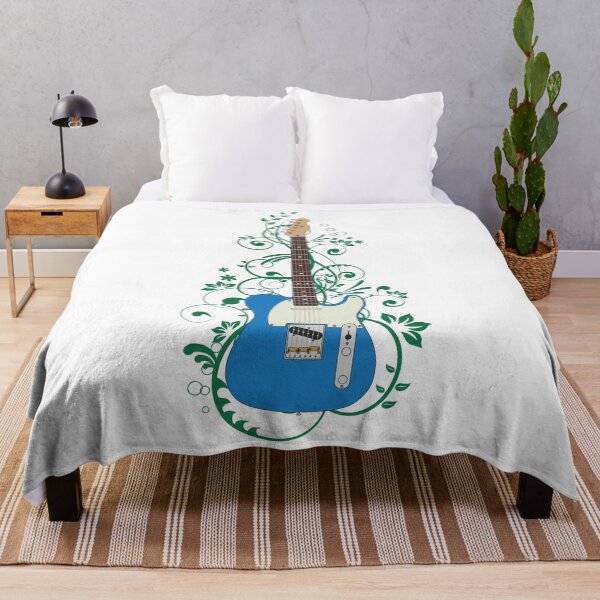Item preview, Blue T-Style Electric Guitar Flowering Vines designed and sold by nightsworthy.