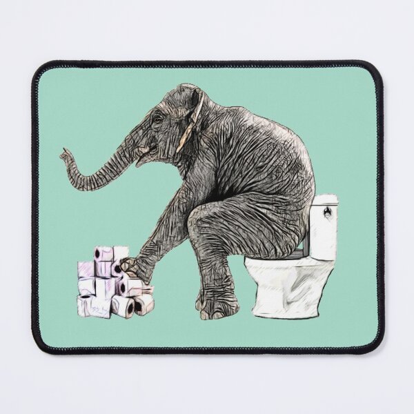 Item preview, Elephant at the toilet, funny,  designed and sold by Collagedream.