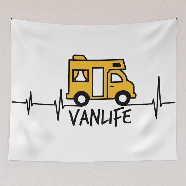 Item preview, vanlife campervan, camping, love camping, for white background, yellow van    designed and sold by KittySSmith.