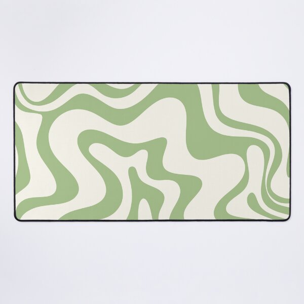 Aperçu de l'œuvre Liquid Swirl Retro Abstract Pattern 4 en vert sauge clair et crème créée et vendue par kierkegaard.