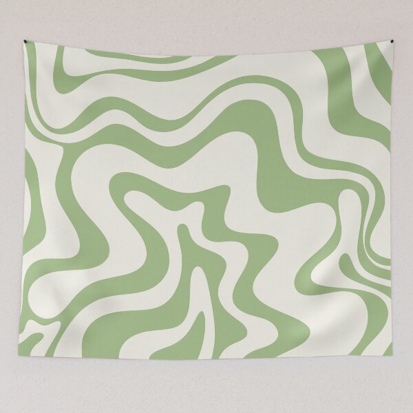 Item preview, Liquid Swirl Retro Abstract Pattern 4 in Light Sage Green and Cream designed and sold by kierkegaard.