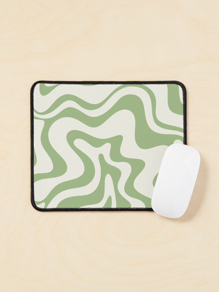 Liquid Swirl Retro Contemporary Abstract in Sage Green and Nearly White  Mouse Pad for Sale by kierkegaard