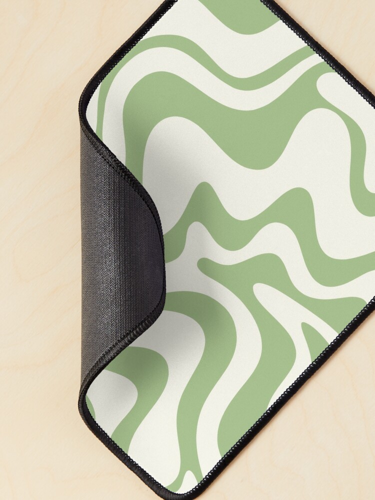 Liquid Swirl Retro Contemporary Abstract in Sage Green and Nearly White  Mouse Pad for Sale by kierkegaard