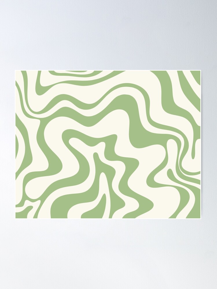 Liquid Swirl Retro Contemporary Abstract Pattern 2 in Sage Green