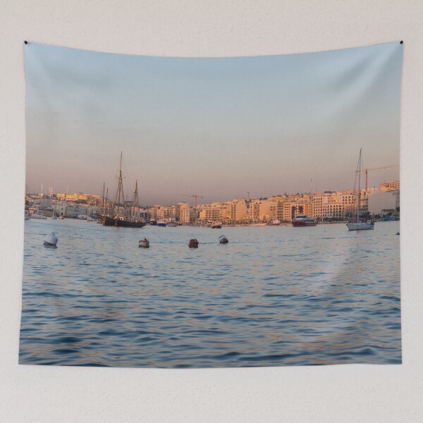 Item preview, Rose Gold and Silk - Sun Rise at Marsamxett Harbour in Malta designed and sold by Georgia Mizuleva.