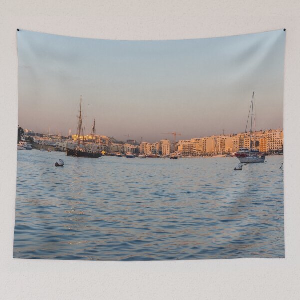 Item preview, Rose Gold and Silk - Sunrise at Marsamxett Harbour in Malta designed and sold by Georgia Mizuleva.