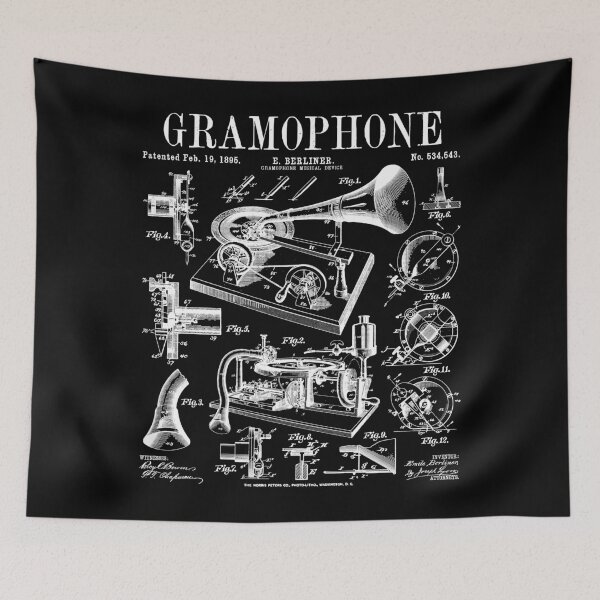 Item preview, Gramophone Vinyl Record Lover Musician DJ Vintage Patent designed and sold by GrandeDuc.