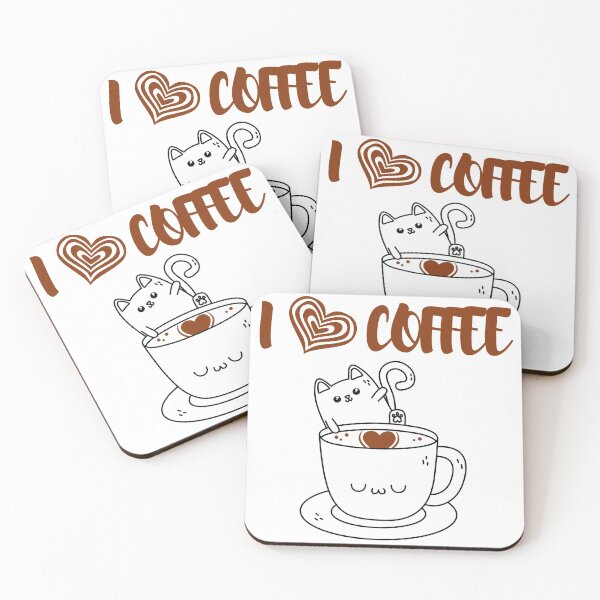 Item preview, cute cat love coffee designed and sold by SAJAMANIA.