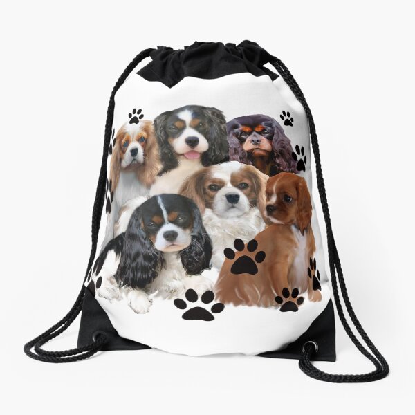 Cavalier Spaniel Family Group Drawstring Bag
