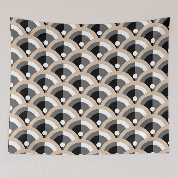 Aperçu de l'œuvre Brown Black White Scallop Polka Dot Pattern Pairs DE 2022 Trending Color Cliff's View DEC720 créée et vendue par ColorOfTheYears.