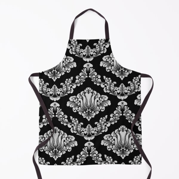 Item preview, Black Floral Damask and black background-pattern designed and sold by jinutt.