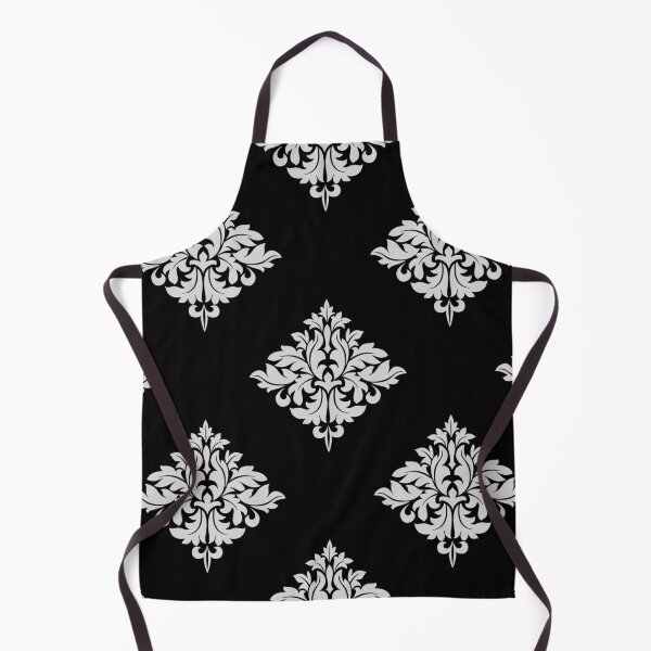 Item preview, White Floral Damask and black background-pattern designed and sold by jinutt.