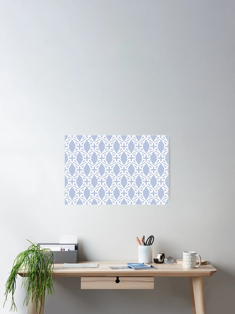 Thumbnail 2 von 3, Poster, Pastel Blue and White Geometric Shape Pattern Pairs DE 2022 Trending Color Prim Blue DE5898 designt und verkauft von ColorOfTheYears.