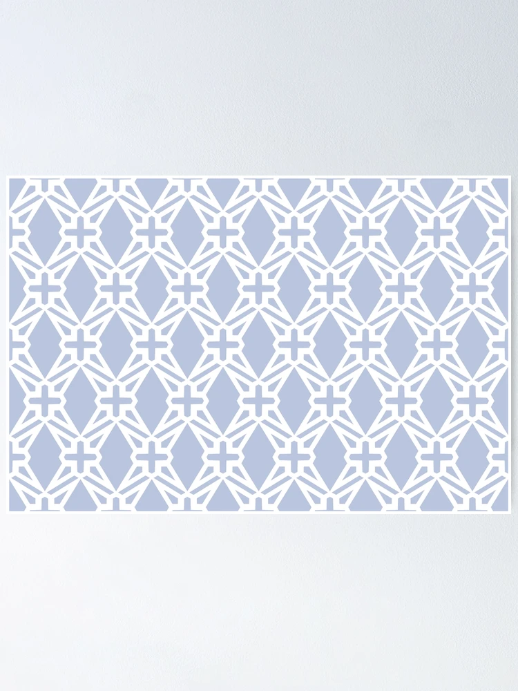 Thumbnail 1 von 3, Poster, Pastel Blue and White Geometric Shape Pattern Pairs DE 2022 Trending Color Prim Blue DE5898 designt und verkauft von ColorOfTheYears.