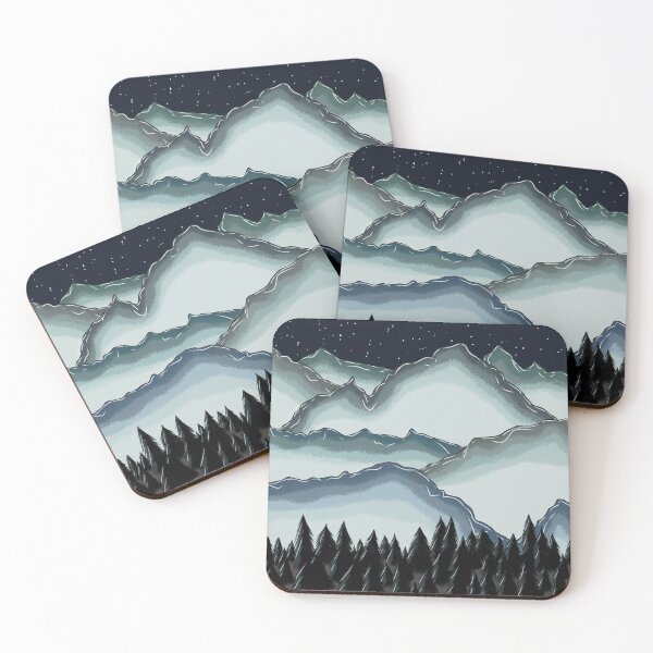 Item preview, Nighttime starry mountain landscape designed and sold by PonderingMinds.